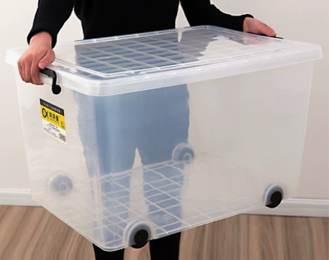 收纳箱塑料透明带轮有盖加大整理箱储物箱厚