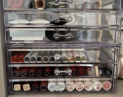 桌面化妆品收纳盒透明抽屉口红刷子箱防尘亚克...