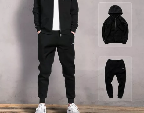 秋季卫衣套装连帽男士拉链2021新款休闲外...