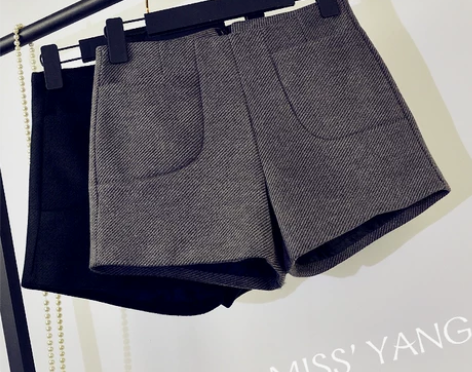 2016冬季新款毛呢短裤女秋冬外穿高腰裤子...