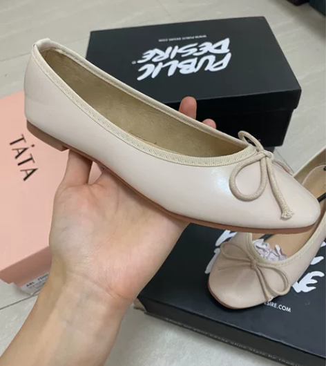 孤品 杏色蝴蝶结芭蕾单鞋 软软的 上脚舒服...