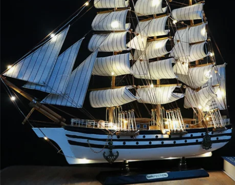 实木制帆船模型工艺品摆件客厅摆设结婚礼物开...