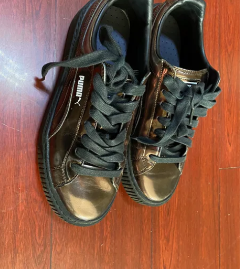 puma板鞋 39 金属棕亮漆皮 购于加拿...