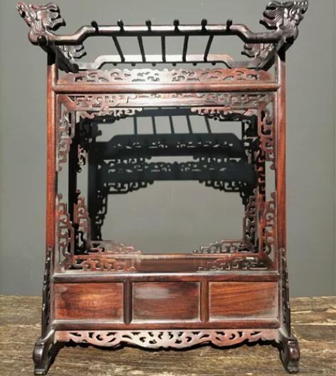 旧藏红酸枝木毛笔架书房摆件   纯手工制作...