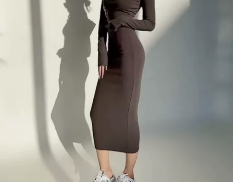 紧身 长袖 包臀裙 两件套 感兴趣的话点“...