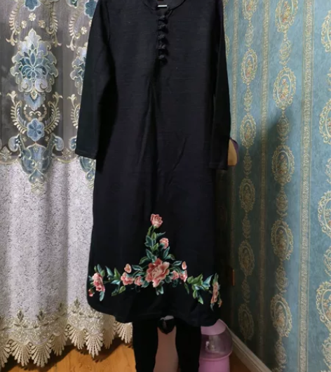 民族风绣花长衫，可做冬季长款外套打底，能穿...