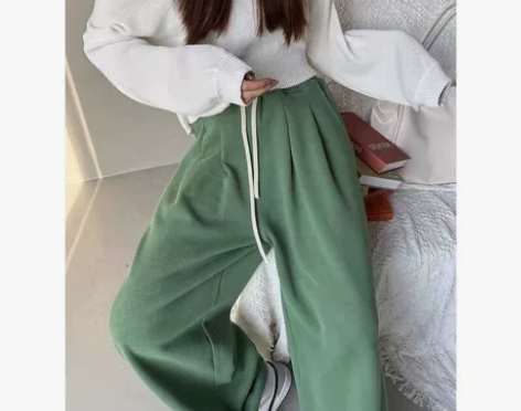 大码美式高街加绒加厚束脚运动裤子女秋冬新款...