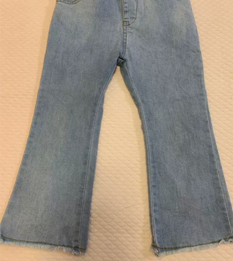 儿童牛仔裤春秋女童喇叭裤110码 裤长58...