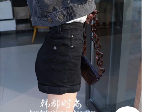 牛仔短裤女夏高腰2019新款韩版网红百搭休闲弹力… 颜色分类...