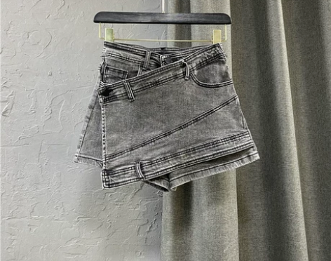 韩版烟灰色牛仔短裤女裙裤2022新款夏装高...