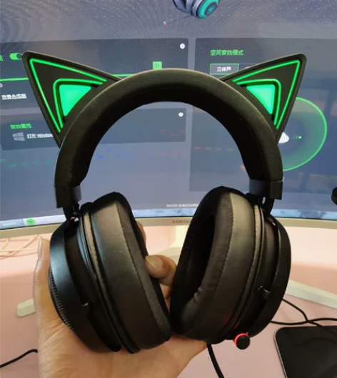 正品雷蛇耳机北海巨妖猫萌版/黑色/标准x7.1声道usb接口...