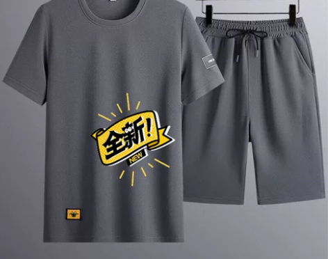 富贵鸟正品男士夏季休闲套装宽松运动套装T恤...