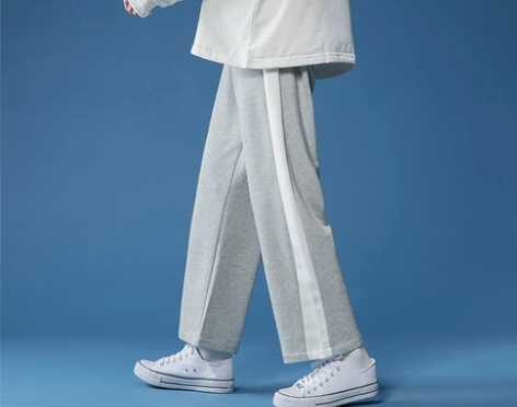 很仙的设计感运动灰裤子男痞帅秋季高街痞帅休...