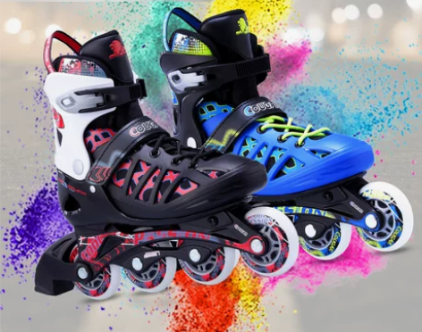 美洲狮成人溜冰鞋直排轮男女可调单排轮滑鞋儿...