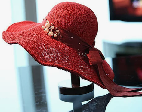 遮阳帽女防晒大沿帽折叠蝴蝶结波浪边沙滩帽夏...