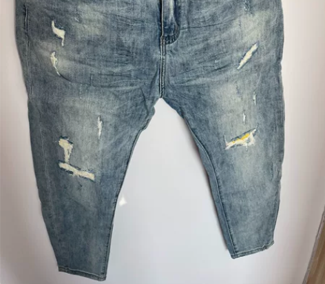 男士牛仔裤潮牌破洞潮流夏季春秋牛仔裤浅色宽...