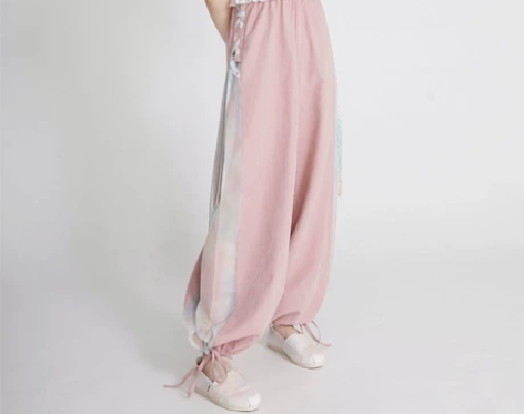 粉色改良汉元素宋裤女秋季2022年复古新款...