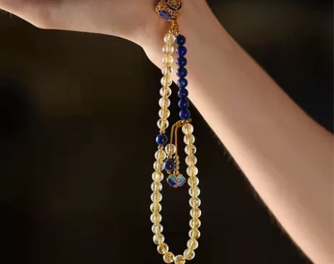 原创绿幽灵水晶手链天然粉紫黄水晶手机挂绳短...