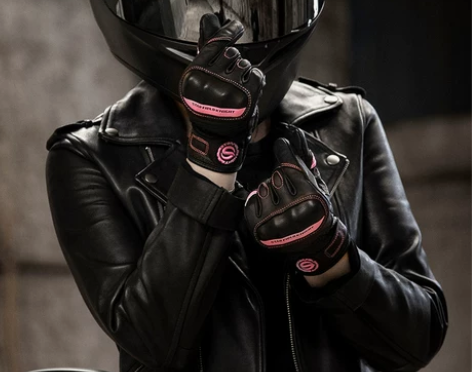 星空骑士复古摩托车手套女骑士羊皮触屏春夏透...