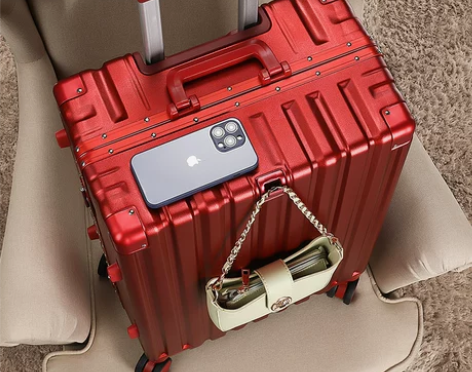 高颜值结婚行李箱女红色陪嫁箱旅行箱嫁妆铝框...