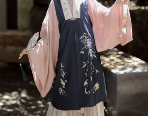 檀香阁原创汉服冷竹篱比甲立领印花裙子中国风...