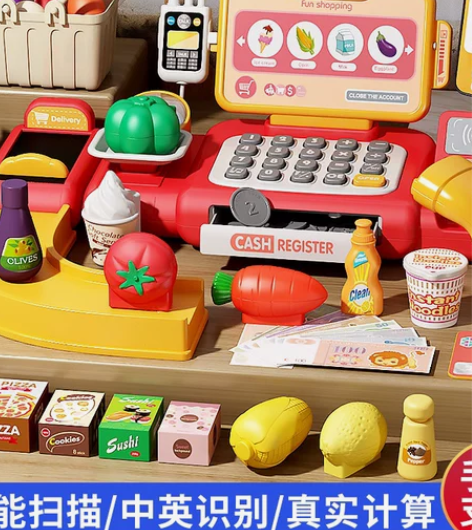 儿童超市收银机过家家玩具收银台男女孩益智礼...