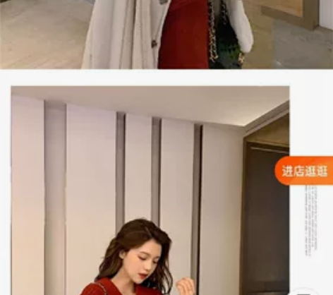 复古法式裙 气质赫本风针织早春红色连衣裙子...