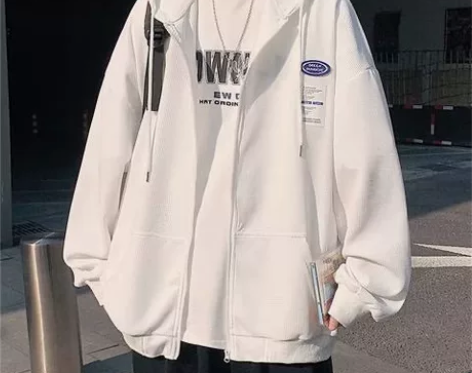 连帽秋季2022新款潮卫衣青春流行慵懒男日常开衫简约潮流纯色...