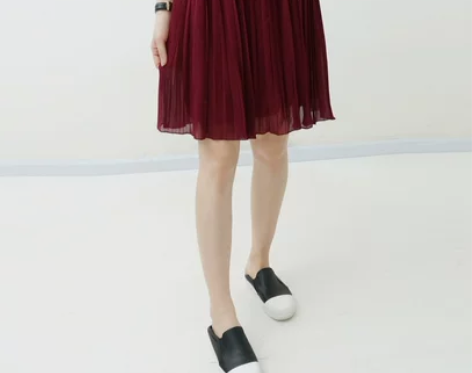 ?韩版清新百搭纯色雪纺百褶裙半… 颜色分类...