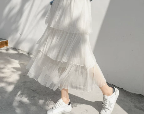 蛋糕裙半身裙春秋网纱裙黑色仙女裙子夏多层次...