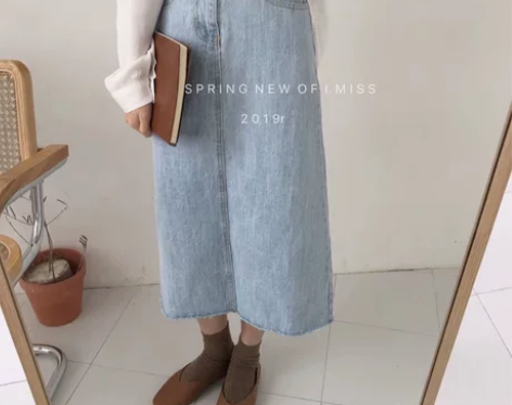 牛仔半身裙女夏天2019新款ins超火的复...