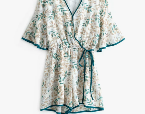 ?高腰系带阔腿连体裤显瘦清新减龄复古森女系...