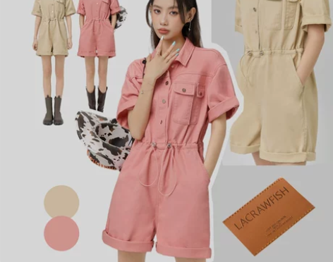 LA CRAWFISH牛仔连体裤夏女202...