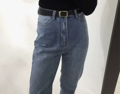 港味原宿风高腰九分阔腿宽松女牛仔裤ins超...