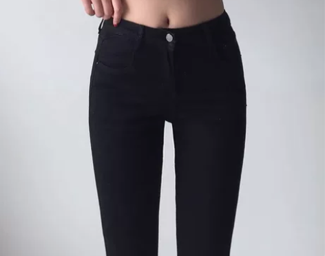 欧美修身高腰超弹力提臀牛仔裤女显瘦包臀紧身...