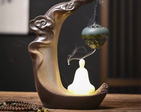 祥云吊球倒流香炉 灯圈吊炉创意盘香 檀香炉...