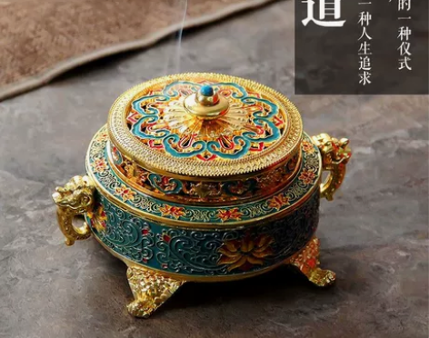 【全新】香炉 景泰蓝香炉 香薰炉盘香炉家用...