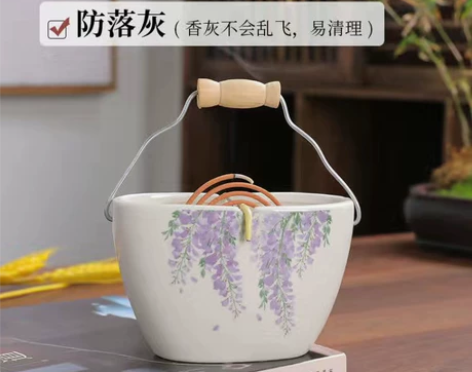 手提熏香炉家用室内熏香盘托陶瓷檀香炉沉香香...