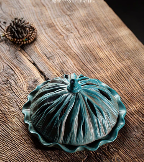 全新陶瓷莲藕香炉大号莲藕盘香炉可架蚊香使用...