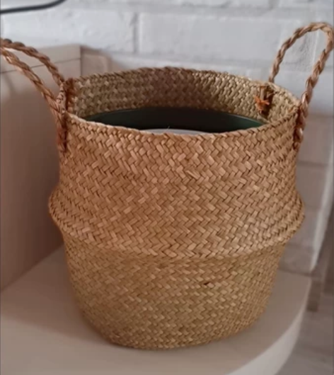 【花坊倒闭+送防水壳】草编织花篮花盆宜家同...