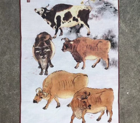 (忍痛转让)赔钱急出,高价买的五牛图刺绣织...