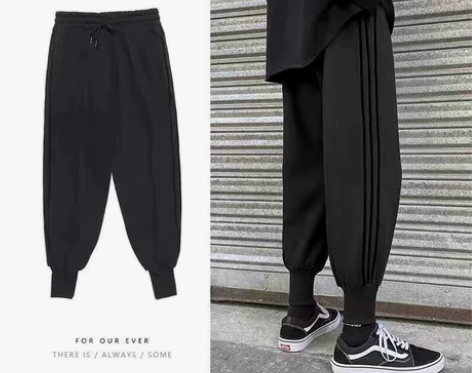 加绒加厚裤子男韩版潮流运动裤束脚卫裤学生休...