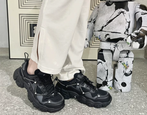 FILA斐乐韩版猫爪鞋男女全黑老爹鞋 运动...