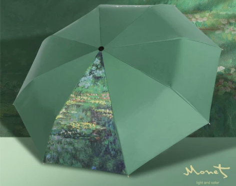 双面莫奈油画太阳伞双层防晒男女晴雨两用折叠...
