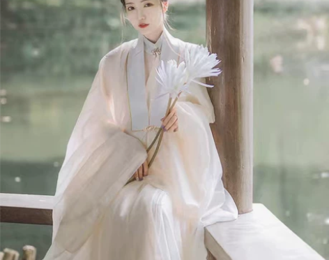 五五年原创汉服女【慕雪】明制立领斜襟长衫搭...