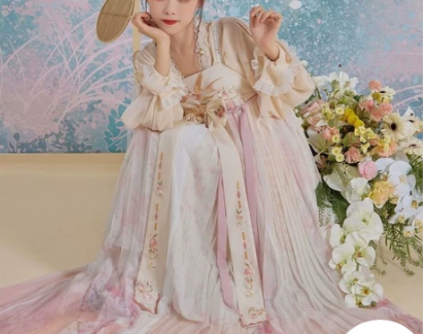 七月夕燕语桃桃汉服公主裙成人女舞蹈连衣裙春...