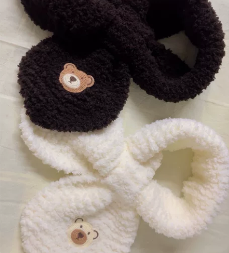 【小熊围巾针织成品】【两条起送小礼物】 乳...