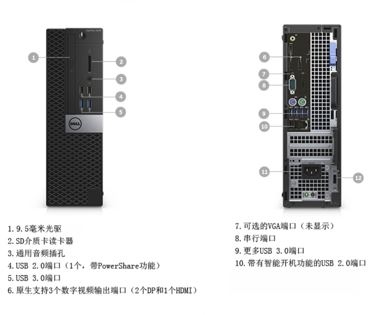 dell戴尔5040sff迷你主机小型台式...