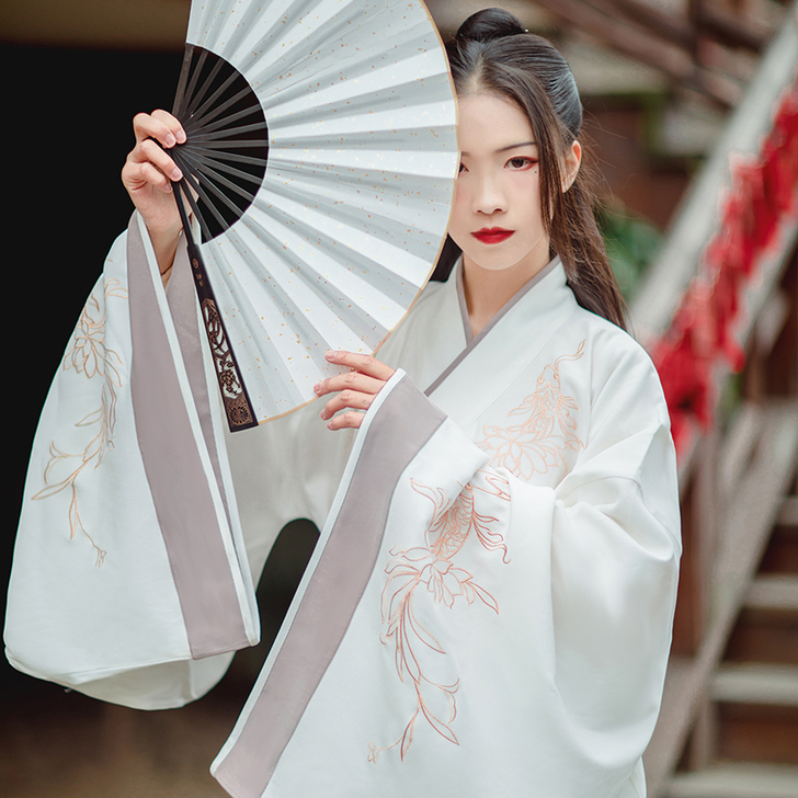 汉尚华莲夕山霆刺绣大袖交领襦裙齐腰传统汉服...