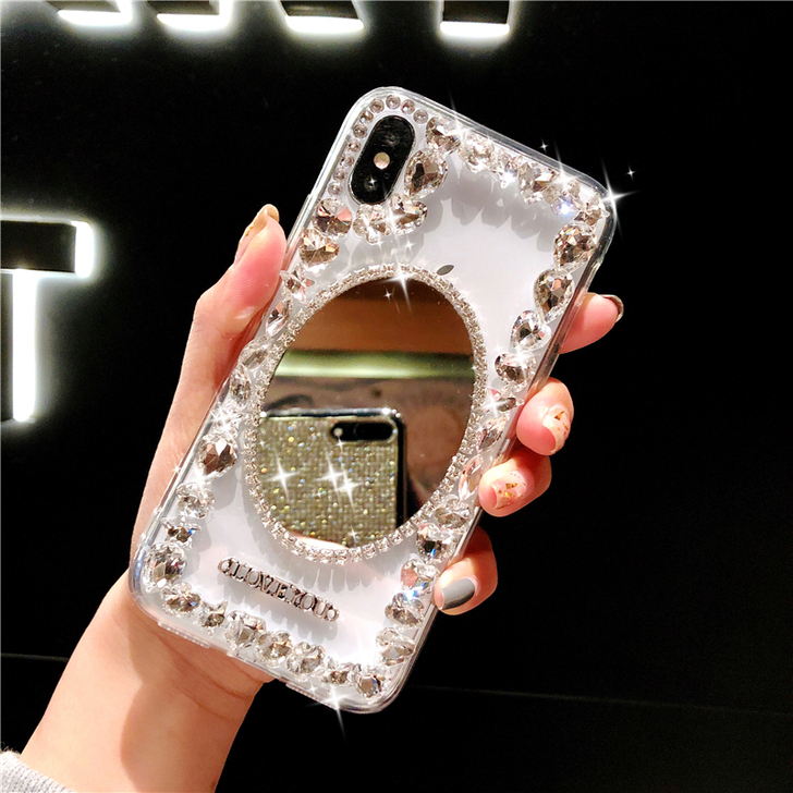 新款镜子苹果X手机壳挂绳7plus个性创意...